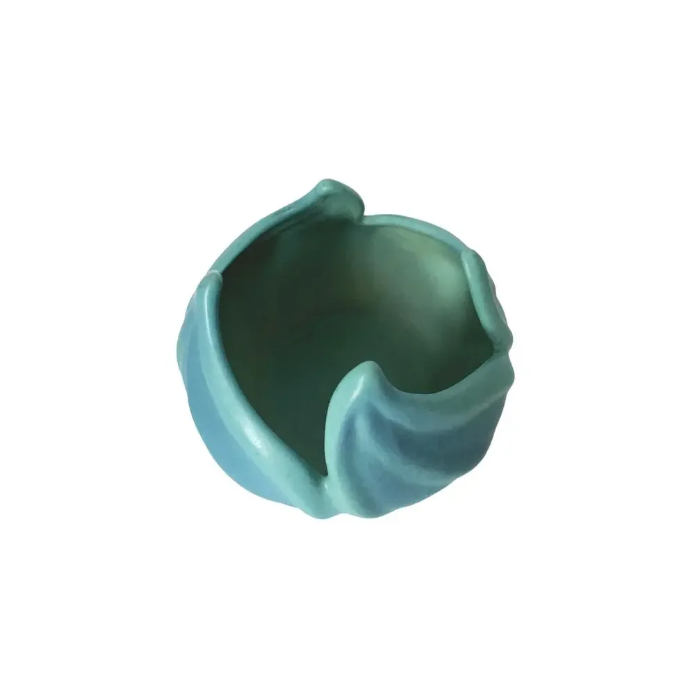 Van Briggle Ming Blue Lotus Leaf Vase Pottery Planter 1940 1950 1960 Swirl Flame